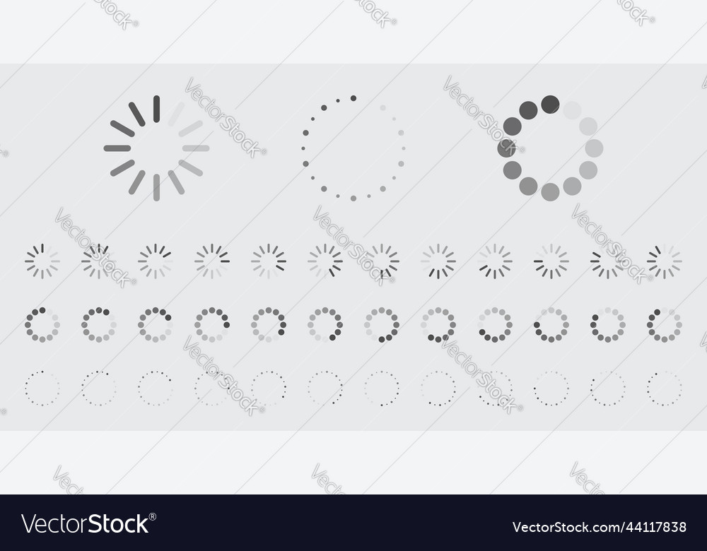 Circular loading buffering icons vector image Circular loading buffering icons
