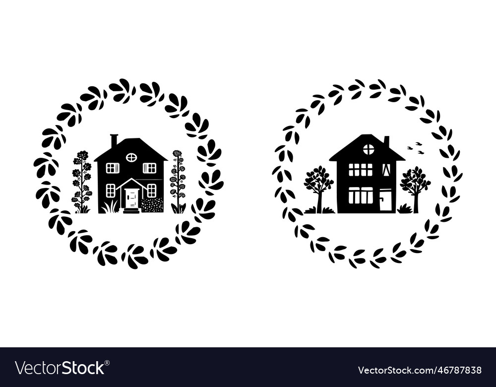 Cute rustic cottage motif in vintage style frame Vector Image