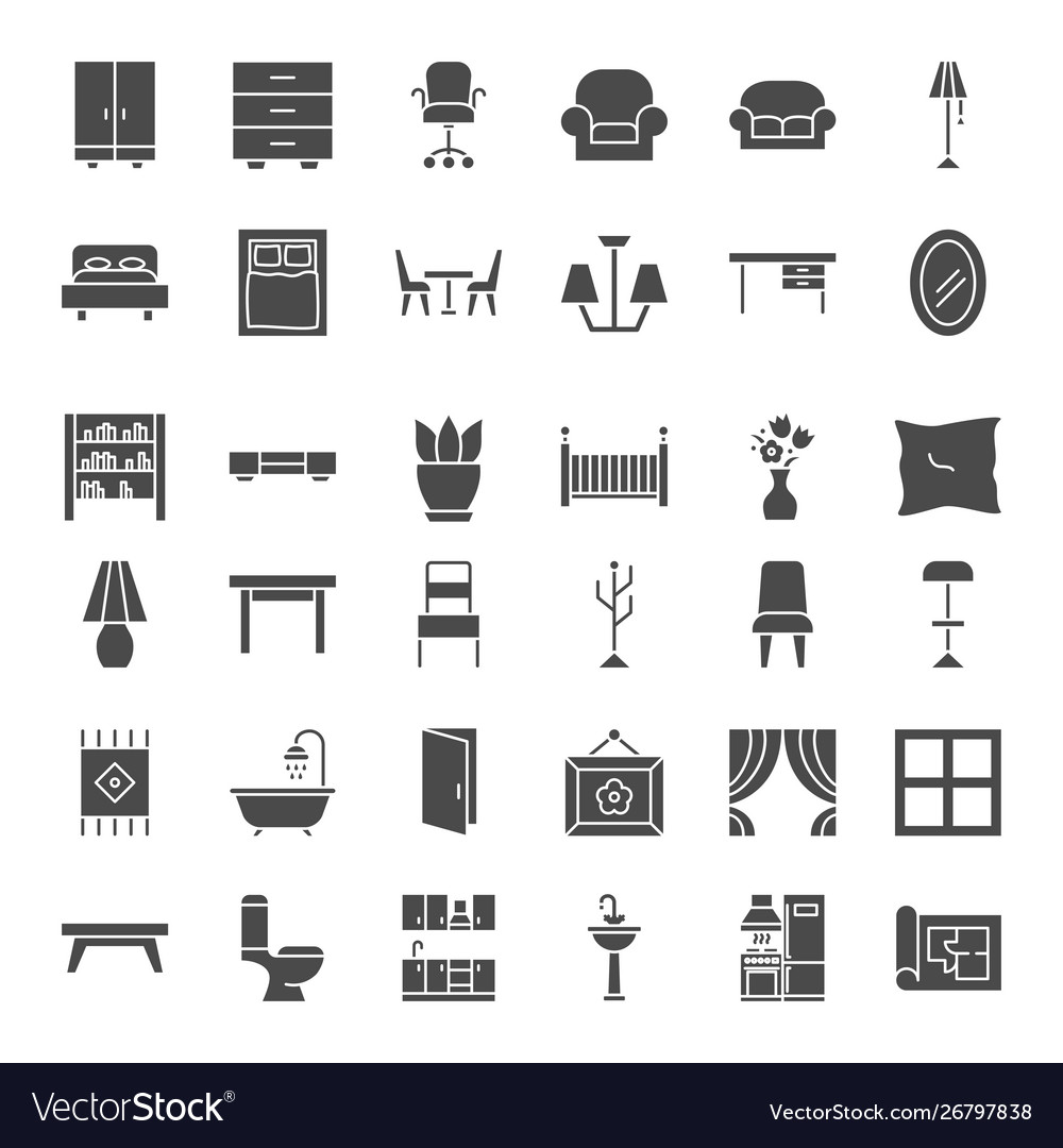 Furniture solid web icons
