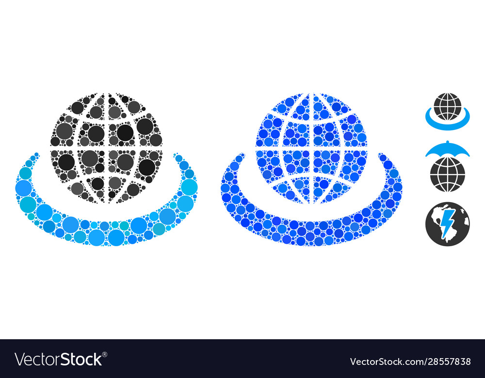 Global network composition icon circles vector image Global network composition icon circles