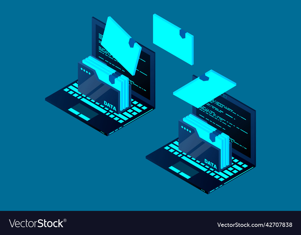 Isometrische Computerdatei Transfer zwei Laptop