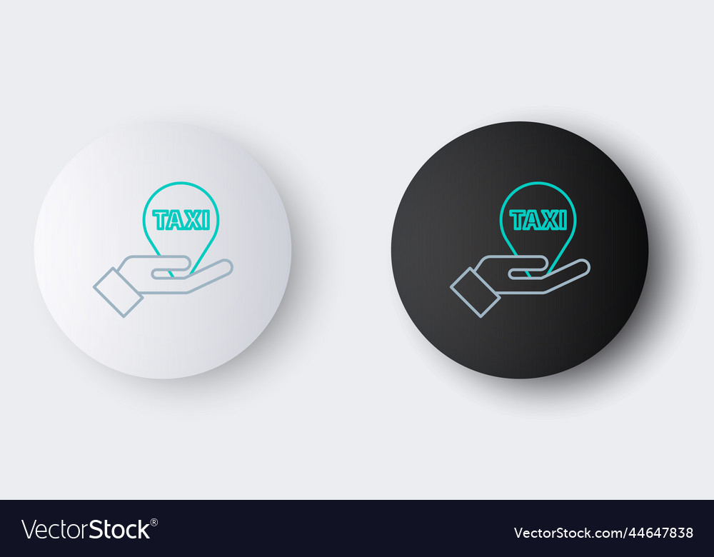 Line hand on map pointer with taxi icon isolated vector image Line hand on map pointer with taxi icon isolated