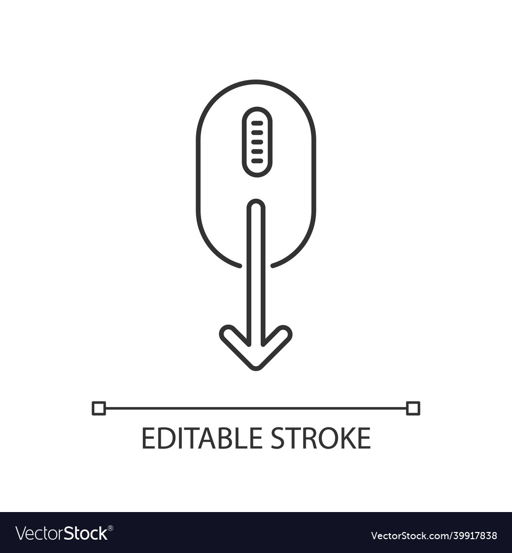 Mouse and down arrow pixel perfect linear icon vector image Mouse and down arrow pixel perfect linear icon