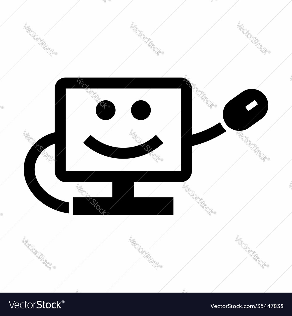 Mouse click on funny smiling computer