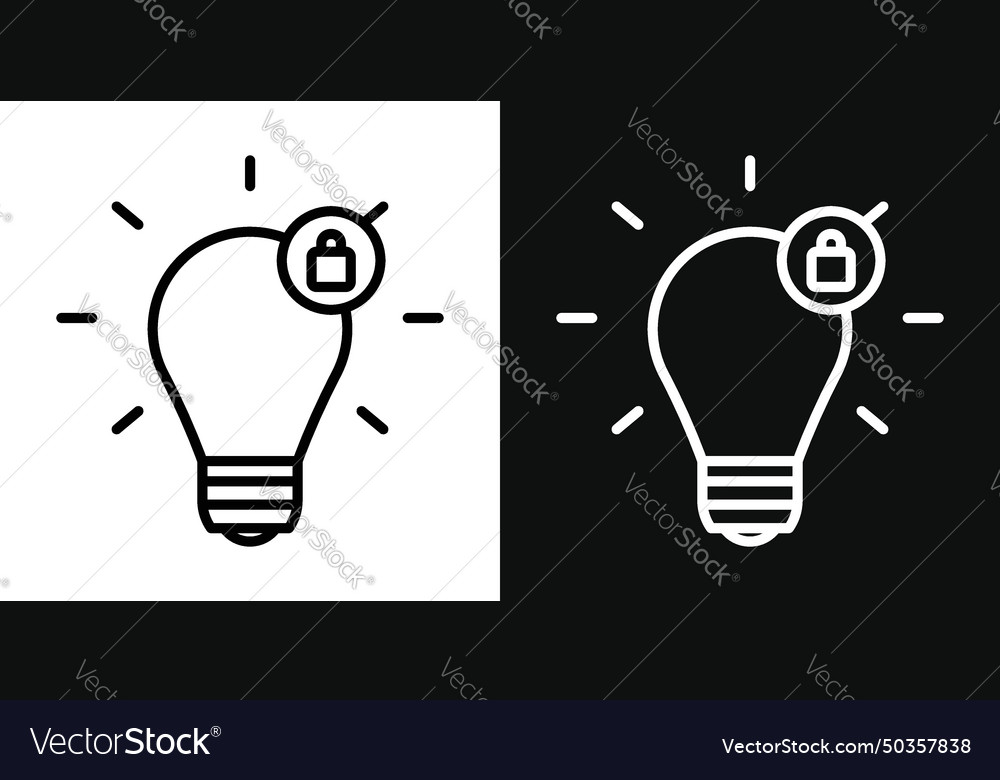 Patent and intellectual property icon set lock