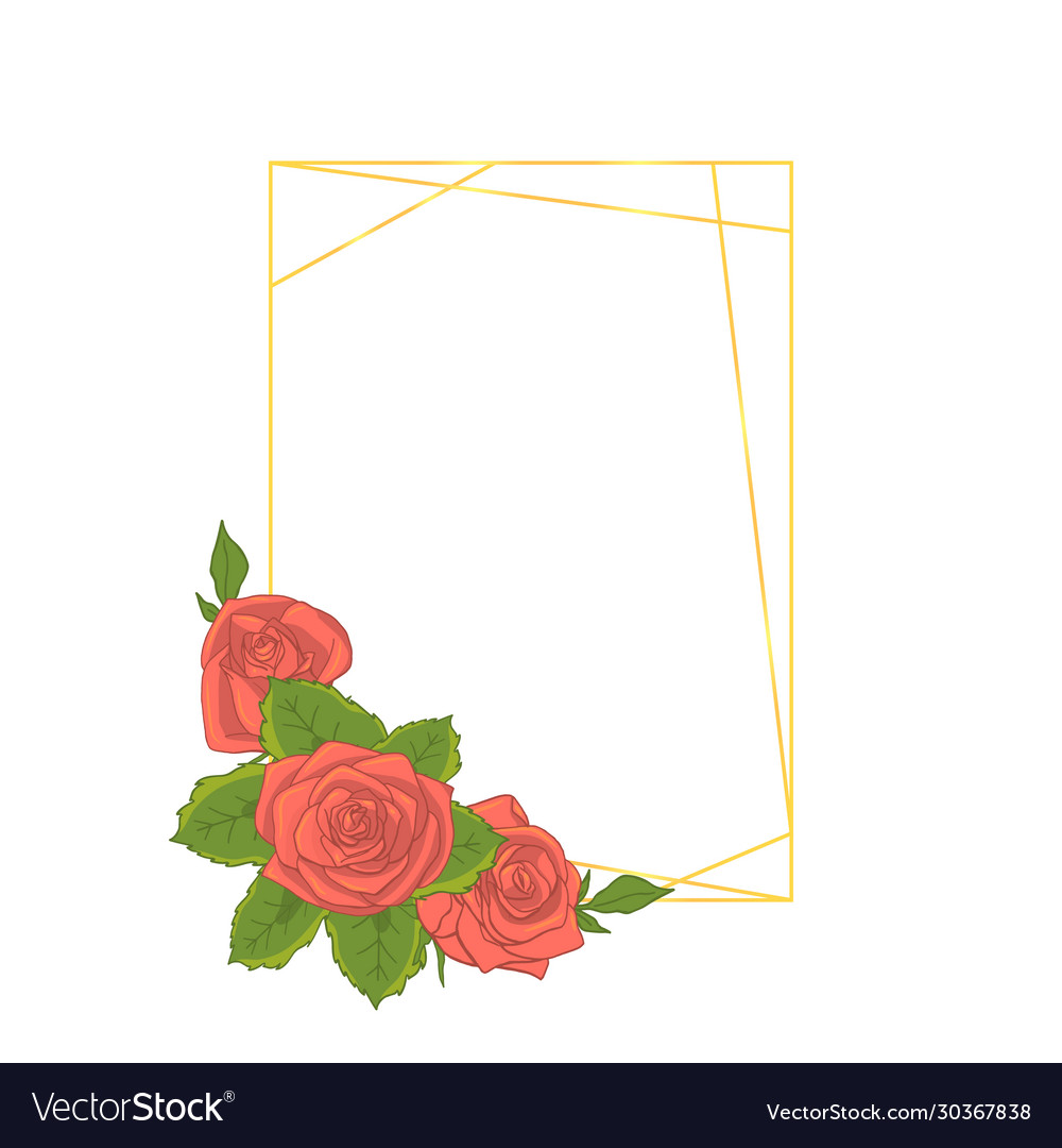 Rectangular golden line frame with hand drawn