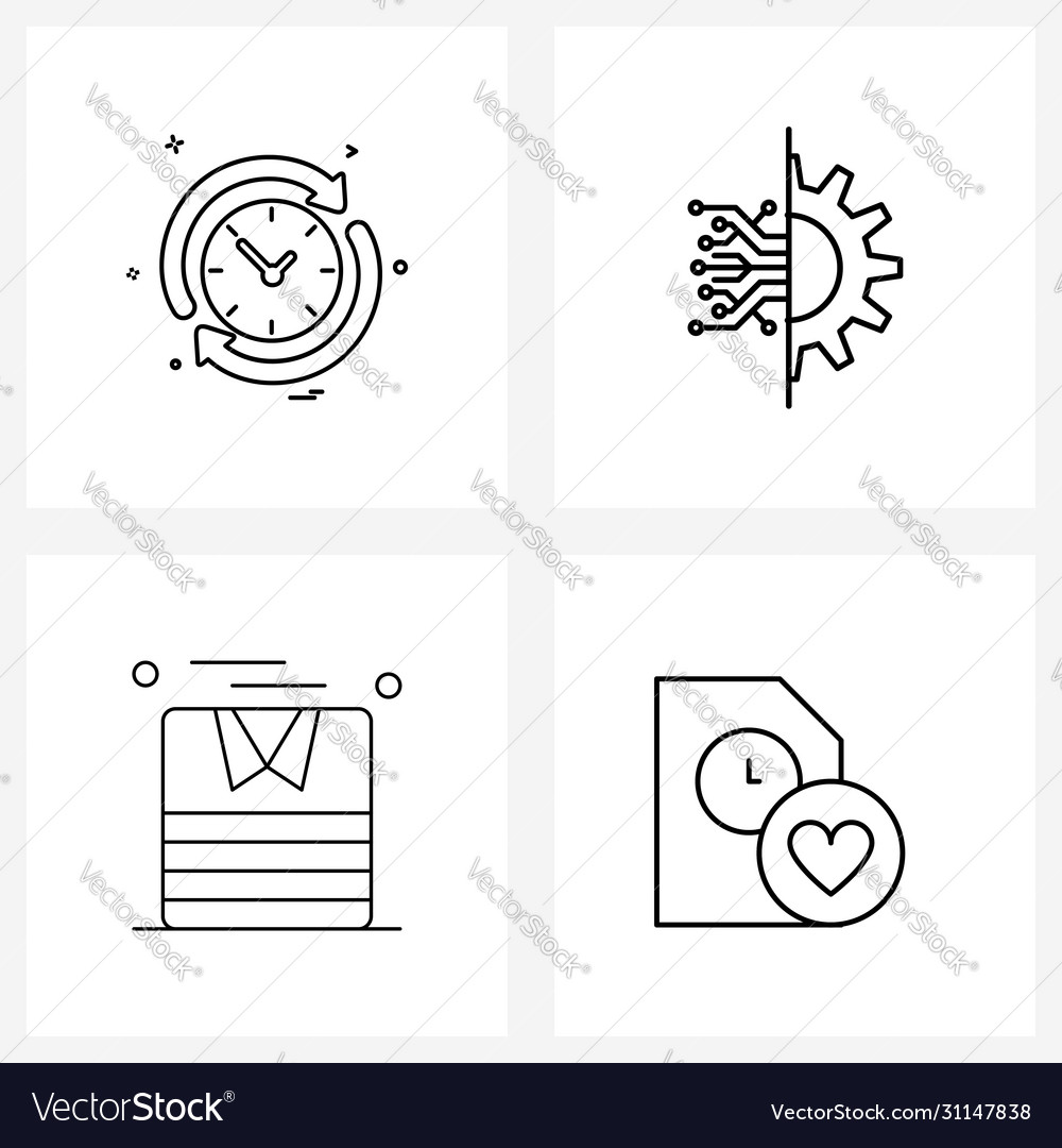 Set 4 universal line icons time press clock