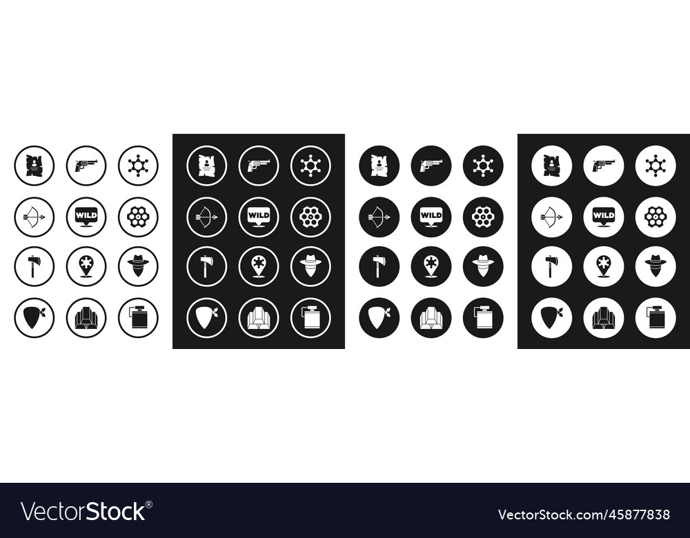 Set hexagram sheriff pointer to wild west bow vector image Set hexagram sheriff pointer to wild west bow
