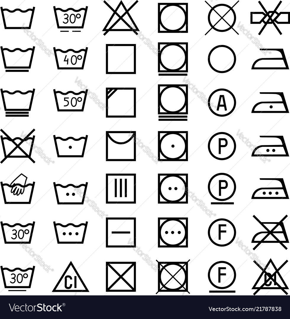 Set icons on clothing label Royalty Free Vector Image