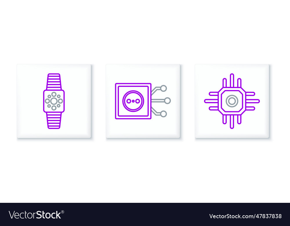 Set line processor smartwatch and remote control vector image Set line processor smartwatch and remote control