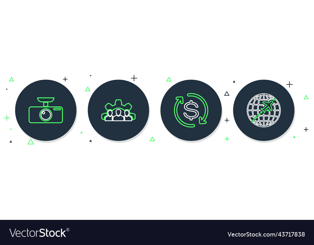 Set line project team base return of investment vector image Set line project team base return of investment