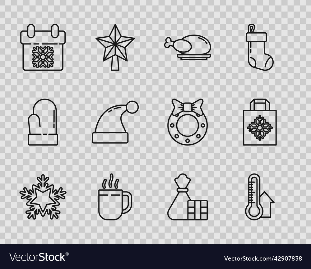 Set line snowflake meteorology thermometer vector image Set line snowflake meteorology thermometer