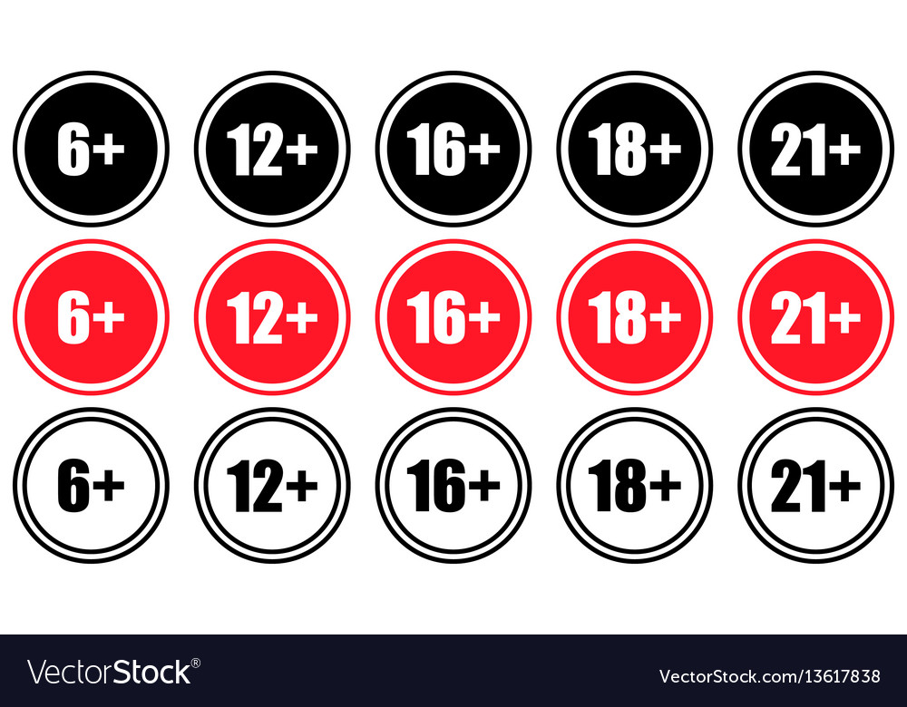 Set marks age limit sing restriction of the age vector image Set marks age limit sing restriction of the age