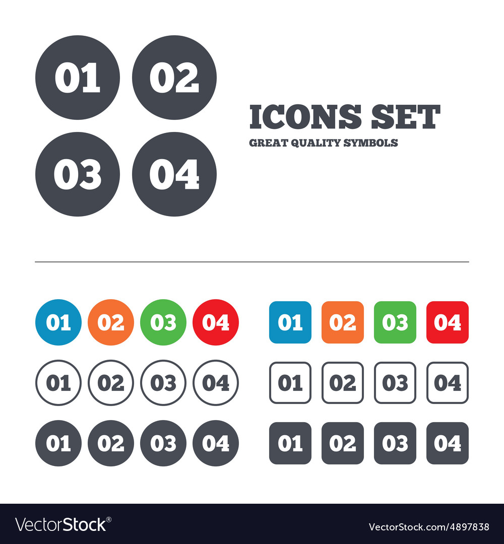 Step one two three icons sequence of options Vector Image