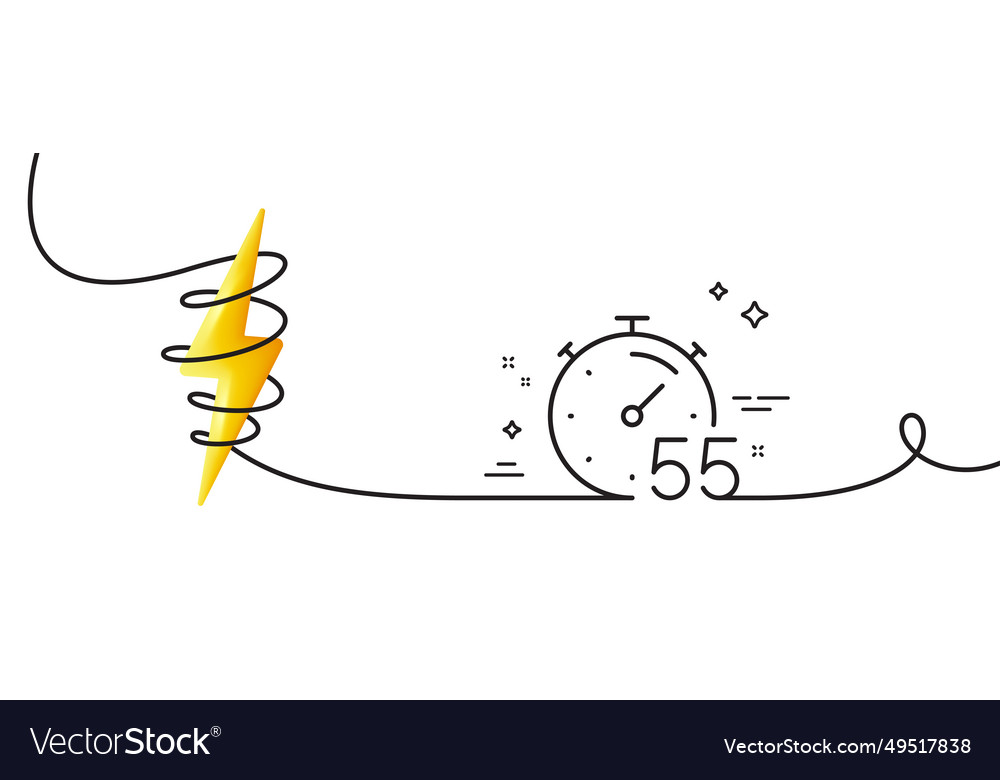 Timer 55 minutes line icon stopwatch time sign vector image