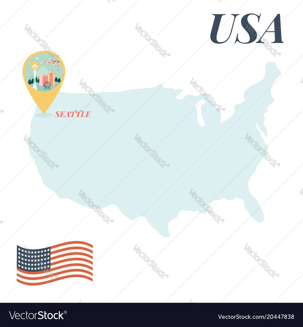 usa map with seattle pin travel concept royalty free vector