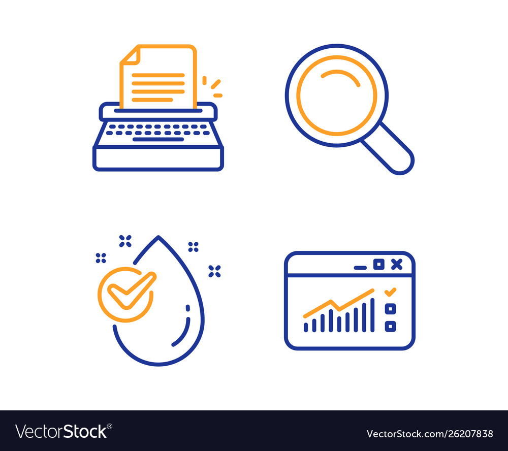Water drop search and typewriter icons set web Vector Image Water drop search and typewriter icons set web