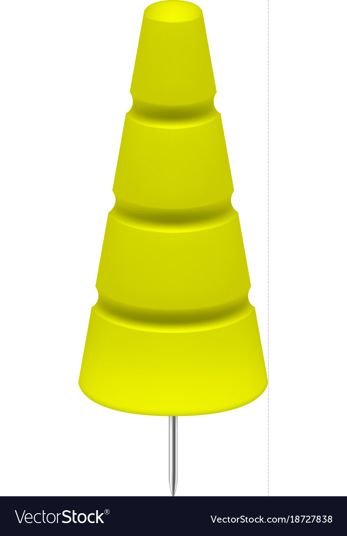 Yellow push pin in shape of tree