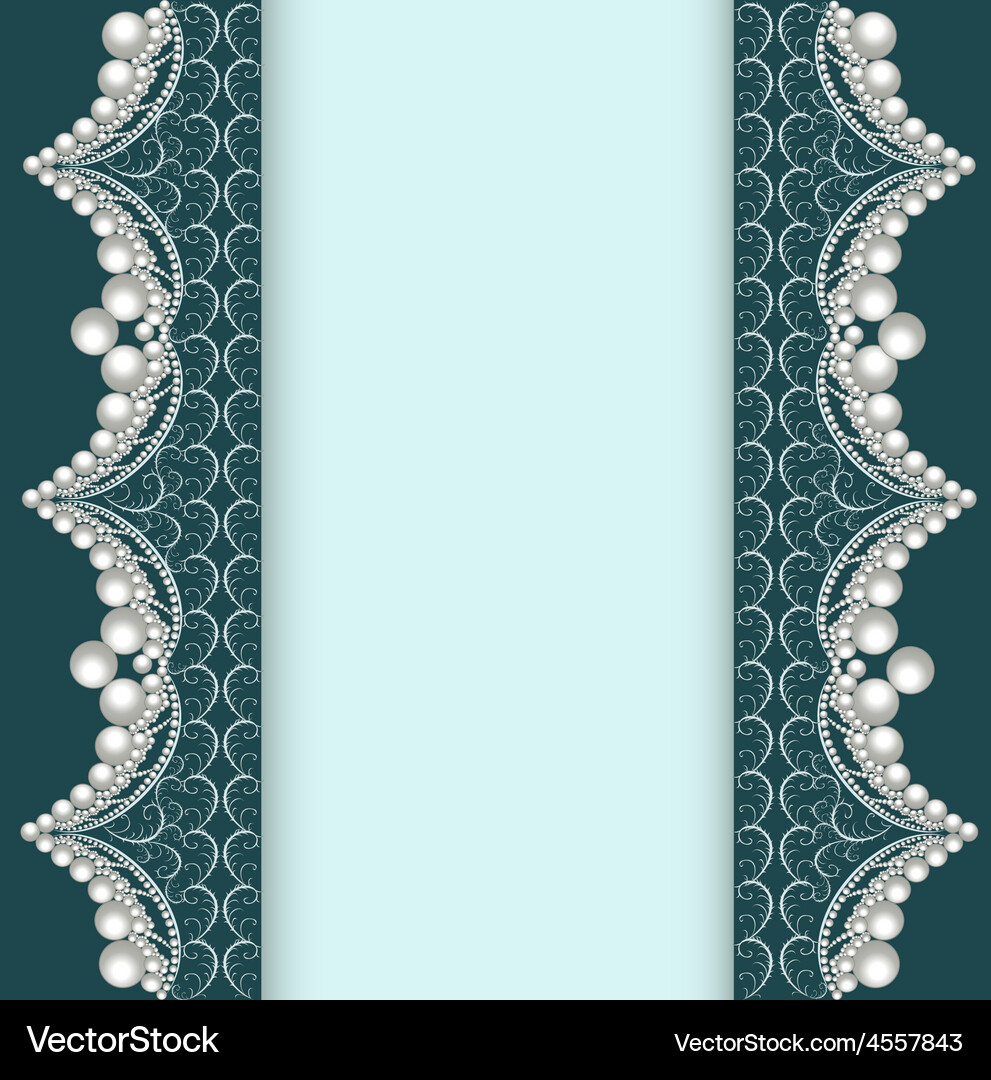 Background with lace ornamented with pearls Vector Image