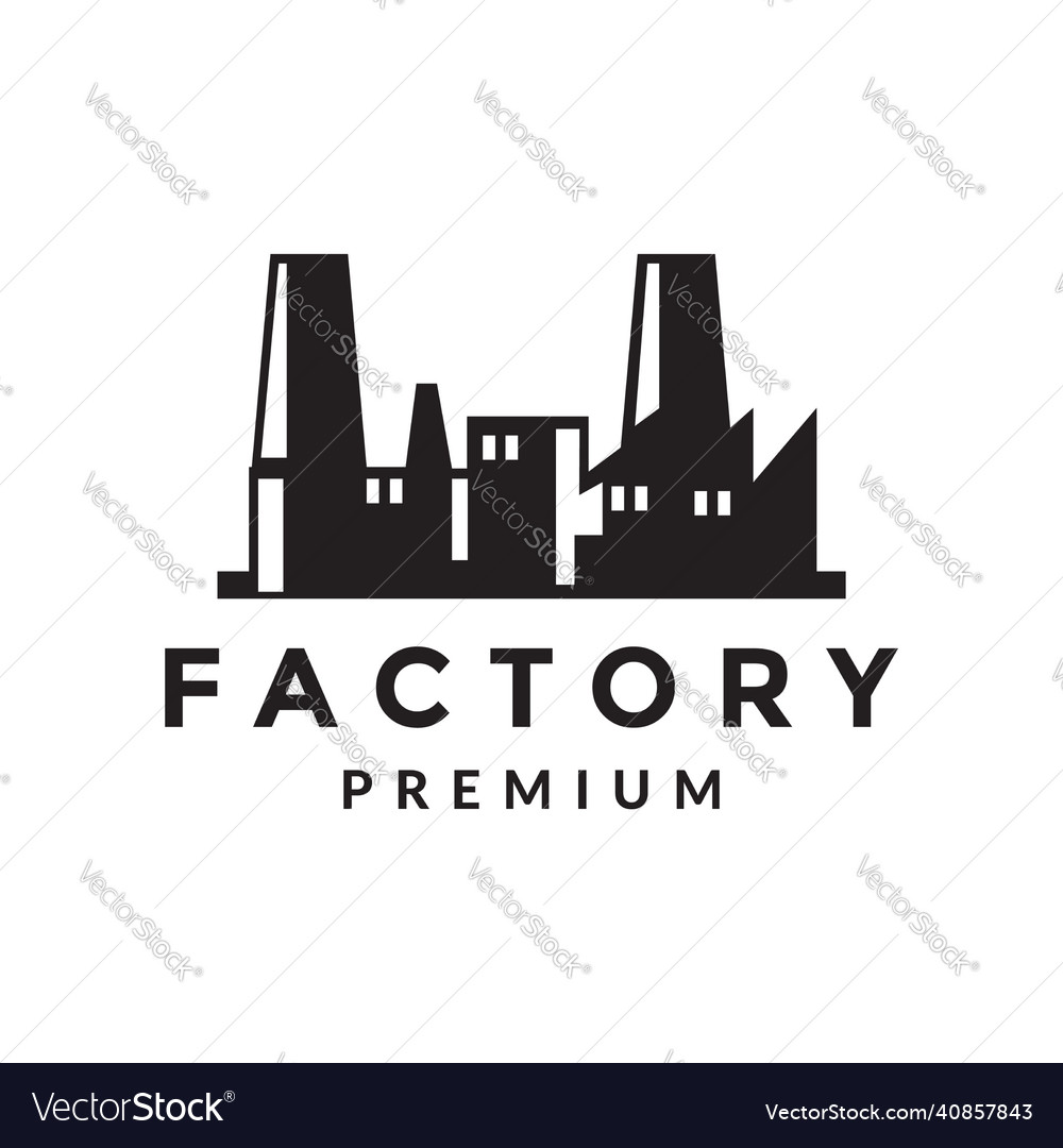 Black building factories logo design graphic