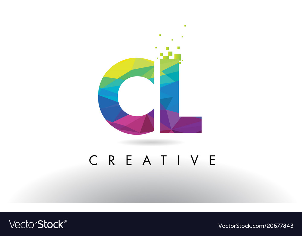 Cl c l bunte Buchstaben Origami Dreiecke Design