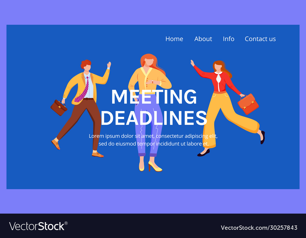 Corporate landing page template meeting deadlines Vector Image