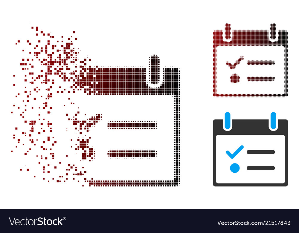Disappearing pixel halftone todo list calendar day vector image Disappearing pixel halftone todo list calendar day