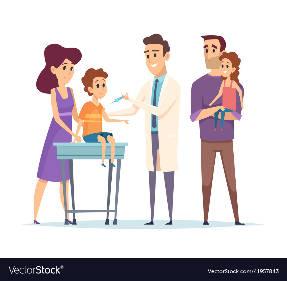 Family doctor pediatrician vaccination happy