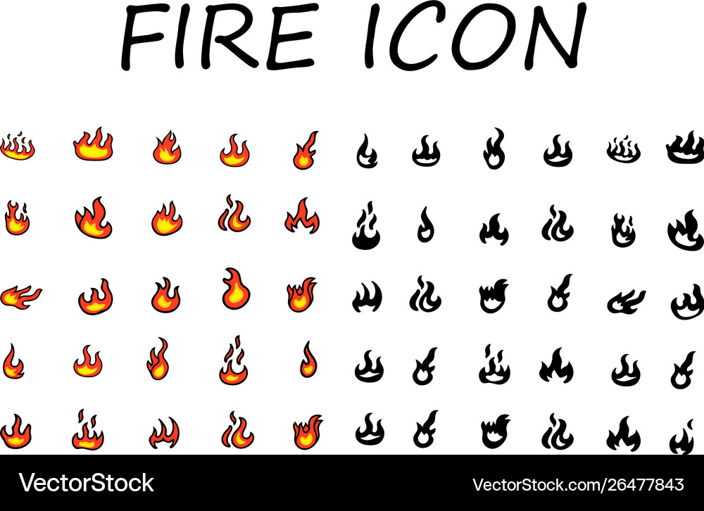 Fire flames set Royalty Free Vector Image - VectorStock