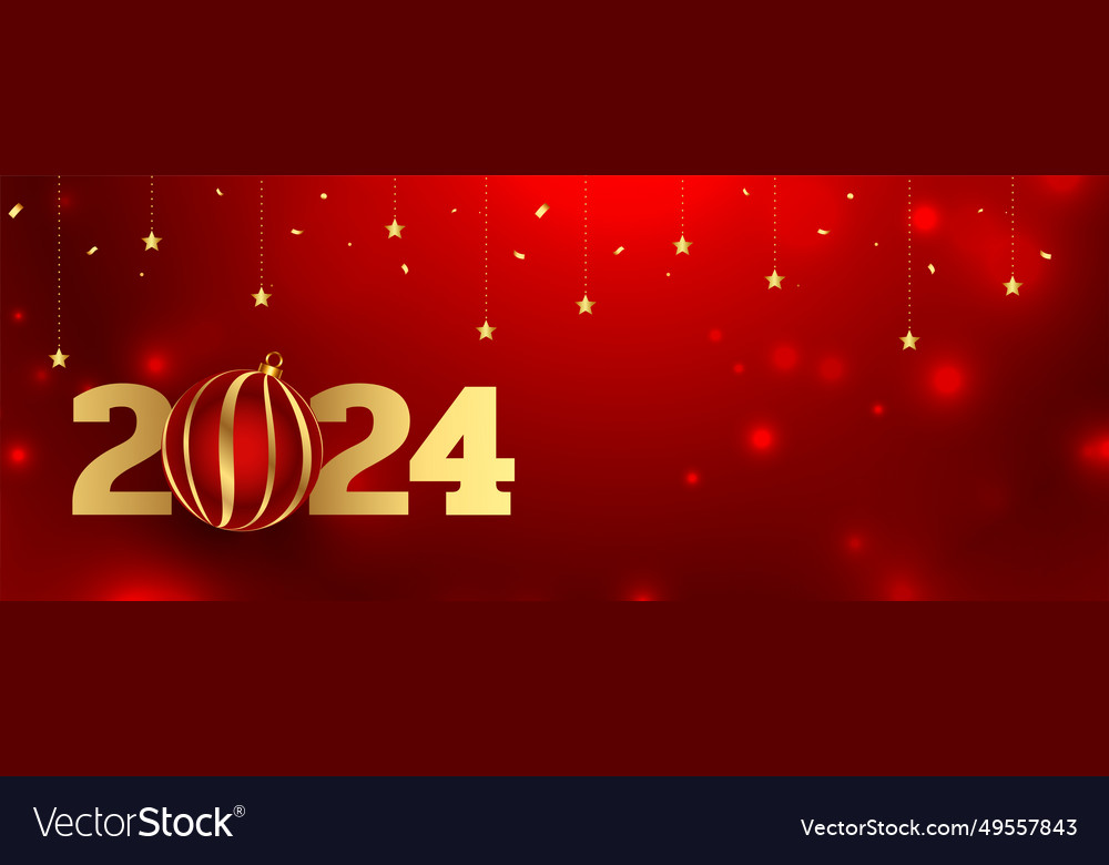 Golden 2024 new year eve bauble wallpaper Vector Image