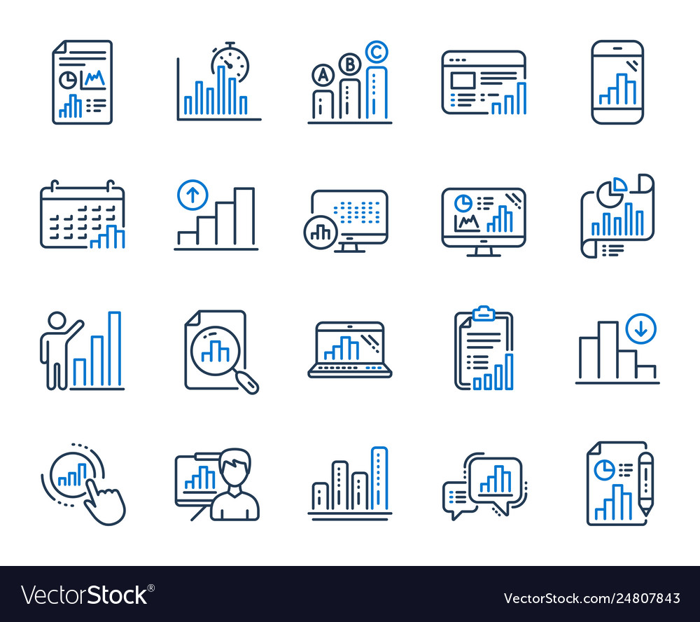 Graph line icons set chart presentation vector image Graph line icons set chart presentation