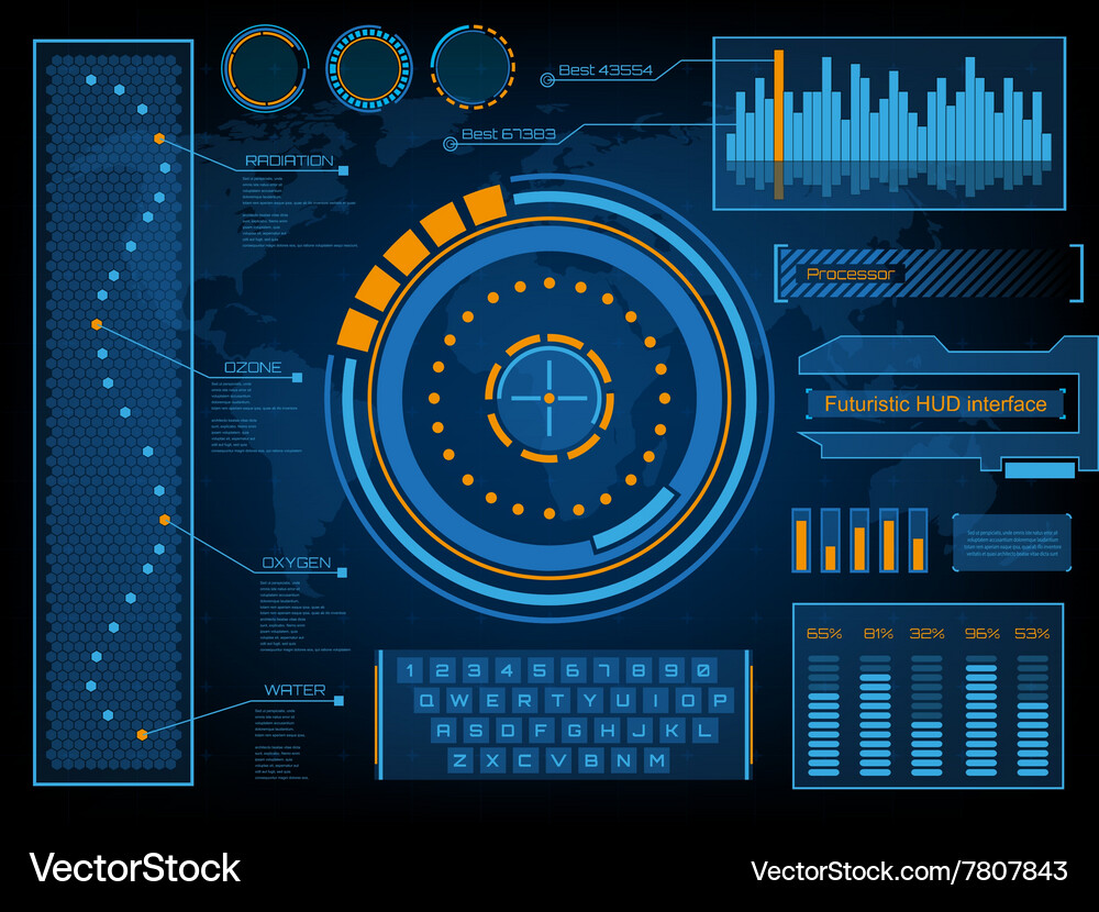 Graphic touch user interface hud Royalty Free Vector Image