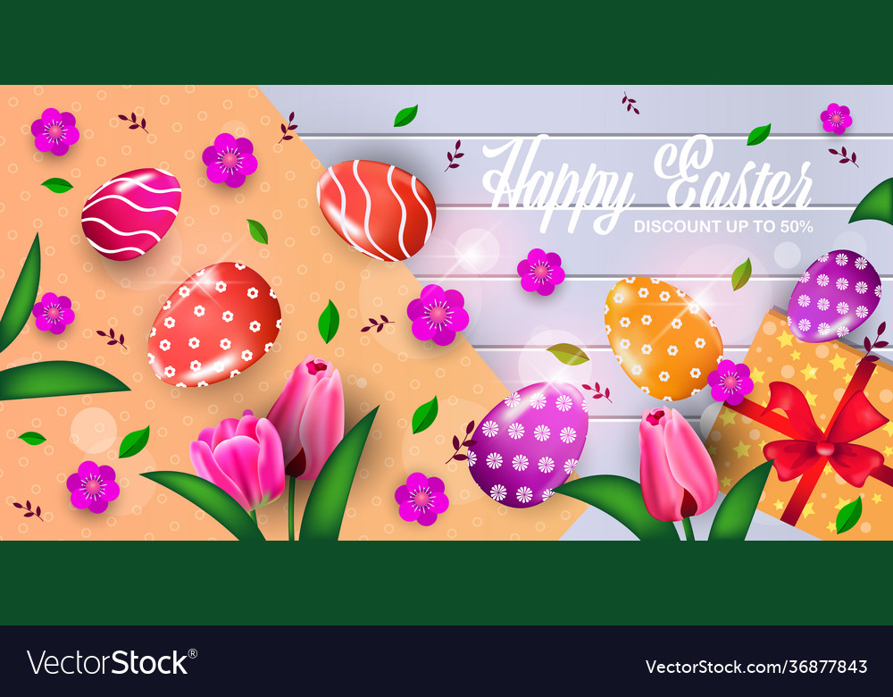 Happy easter holiday celebration sale banner flyer