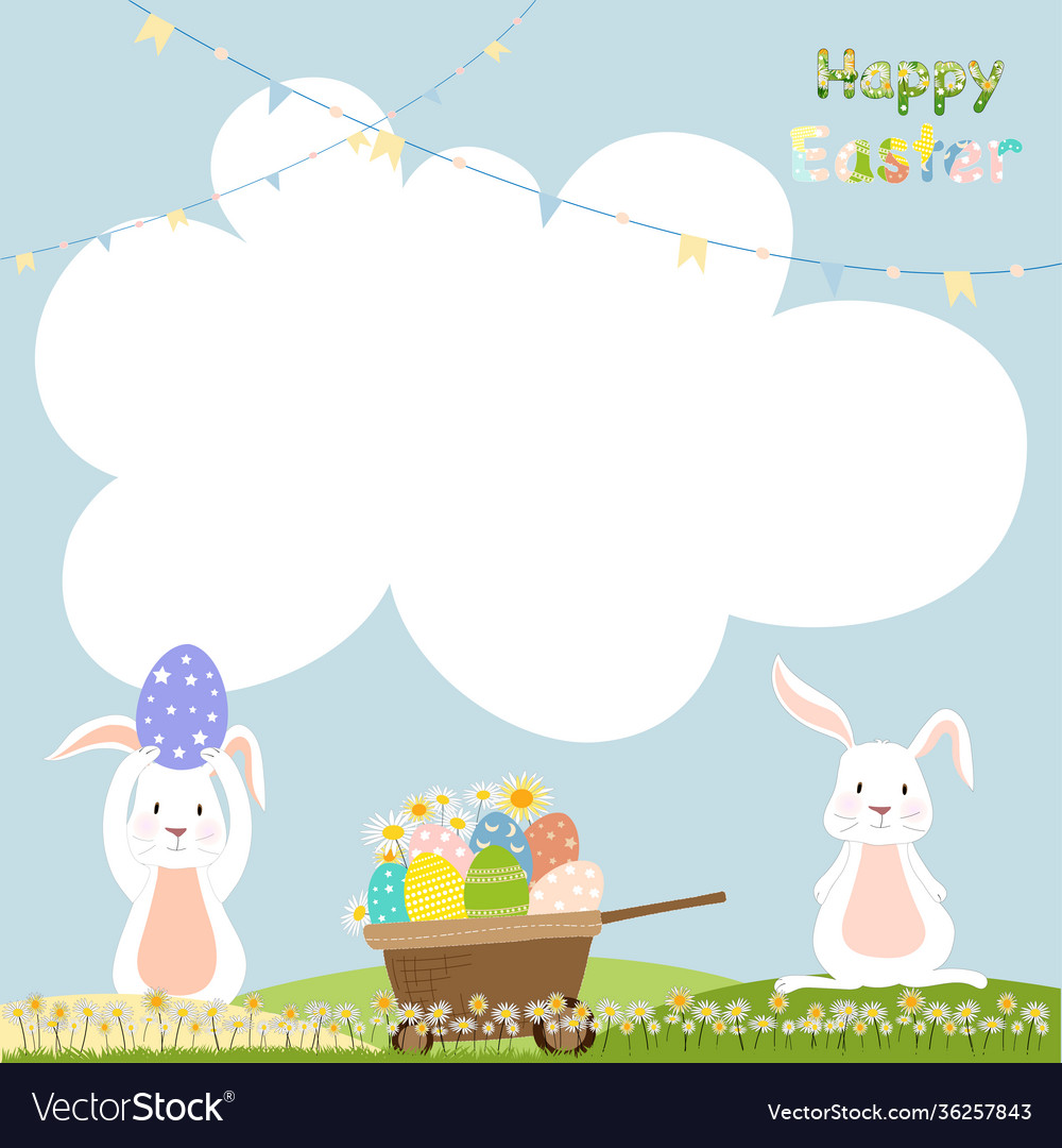 Happy easter notepad with bunny hunting Royalty Free Vector