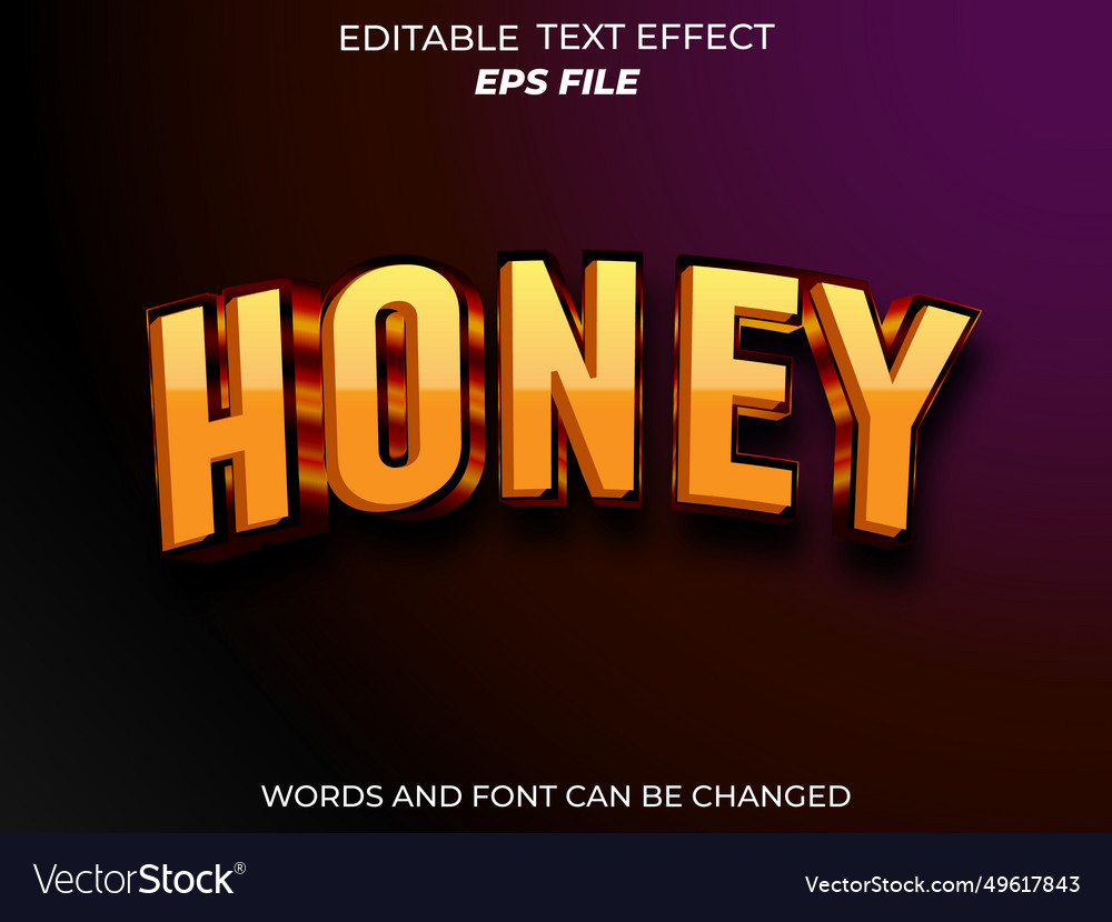 Honey text effect font editable typography 3d