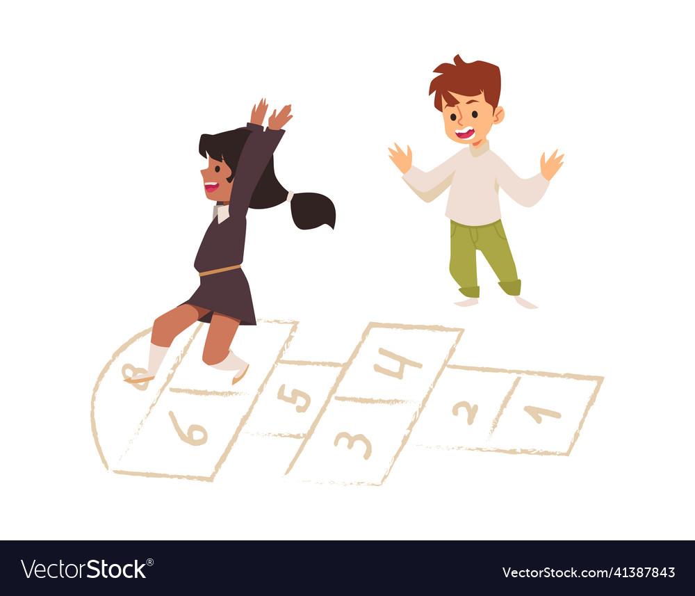 Hopscotch child game cartoon Royalty Free Vector Image