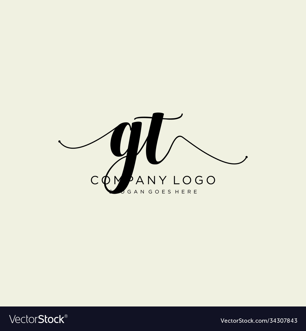 Initial gt handwriting logo with circle template Vector Image