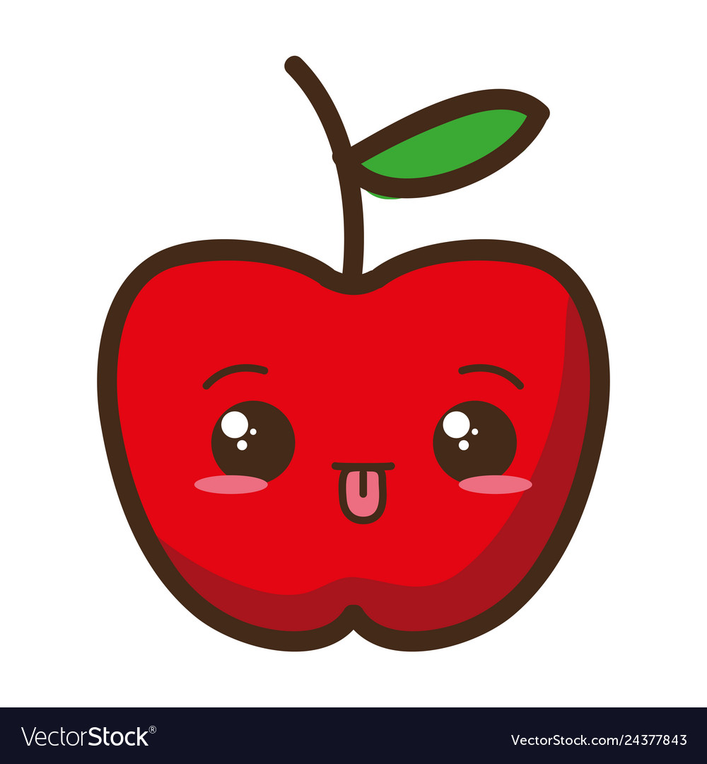 Kawaii cartoon apple Royalty Free Vector Image