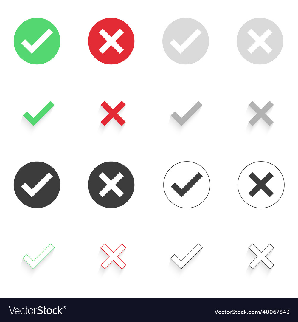 Large set of flat buttons green check marks vector image Large set of flat buttons green check marks