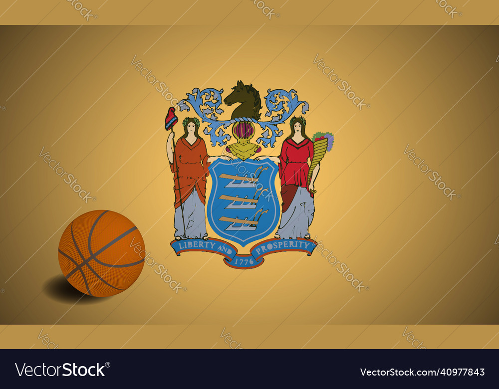 New jersey us flag with basketball ball