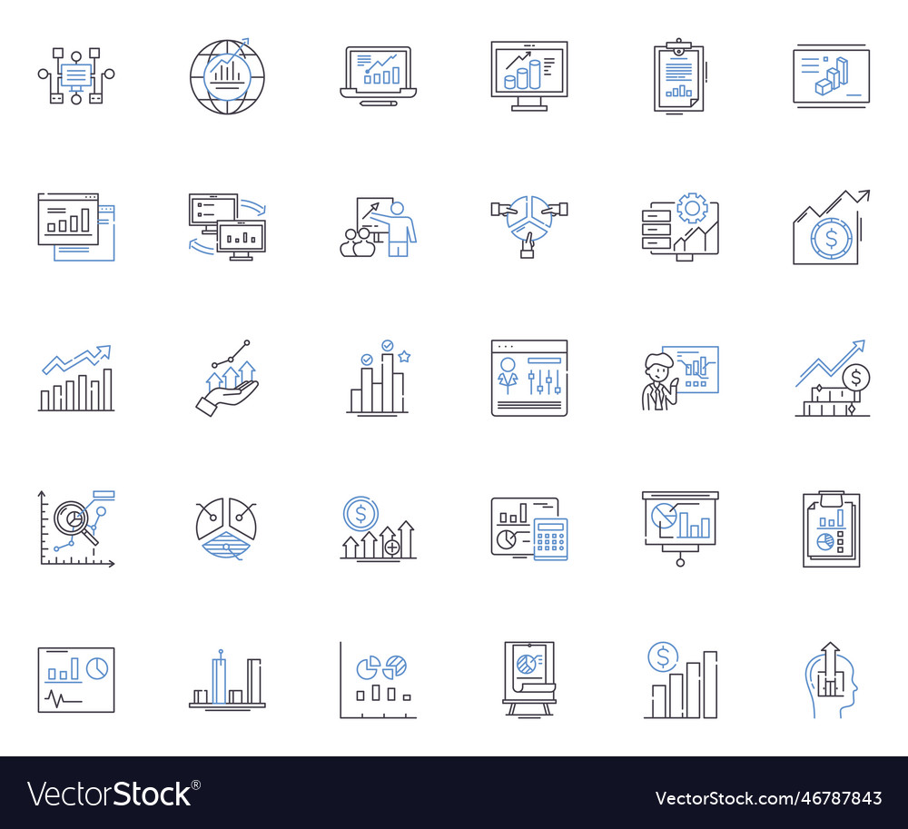 Numerical line icons collection vector image Numerical line icons collection