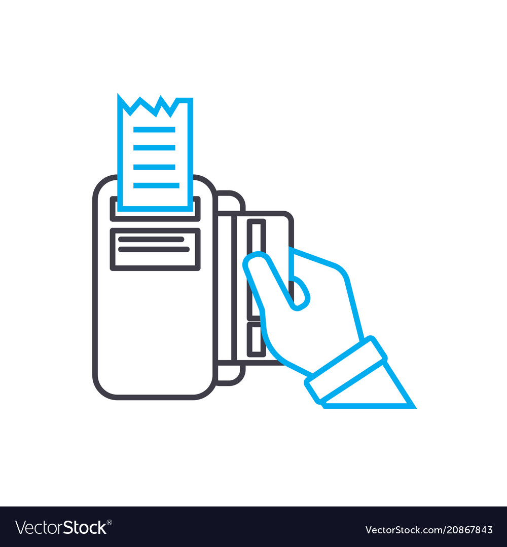 Payment by pos terminal thin line stroke