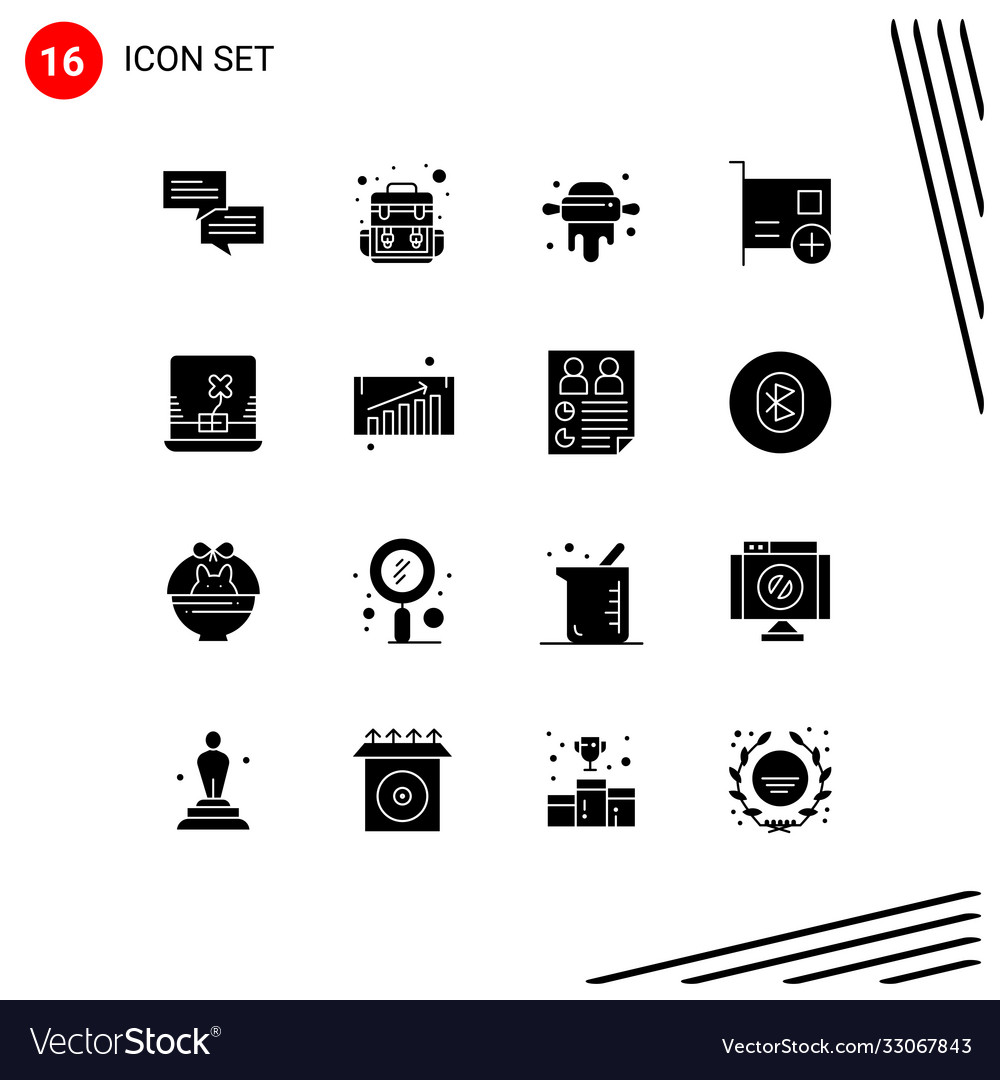 Pictograph set 16 simple solid glyphs