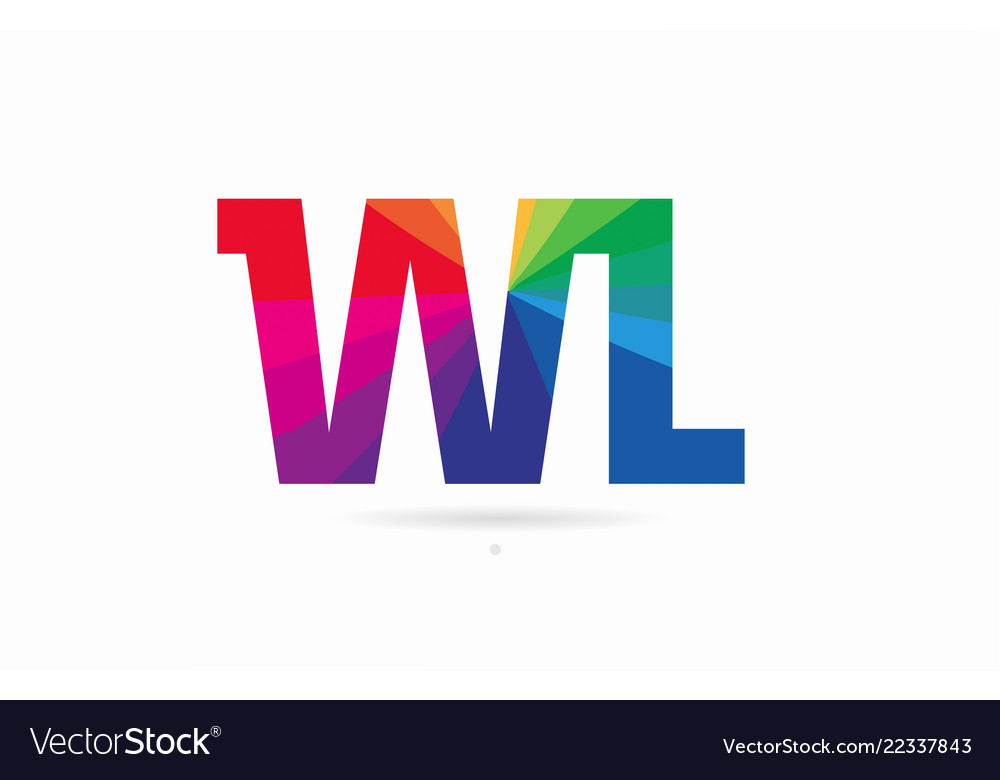 Rainbow colored alphabet combination letter wl w