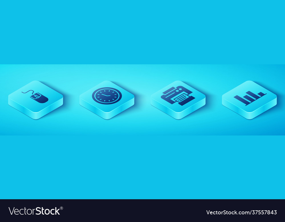 Set isometric computer mouse clock pie chart vector image Set isometric computer mouse clock pie chart
