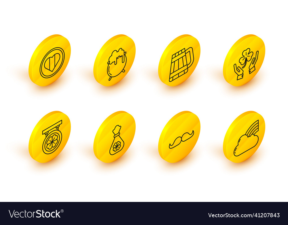 Set line rainbow with cloud mustache money bag vector image Set line rainbow with cloud mustache money bag