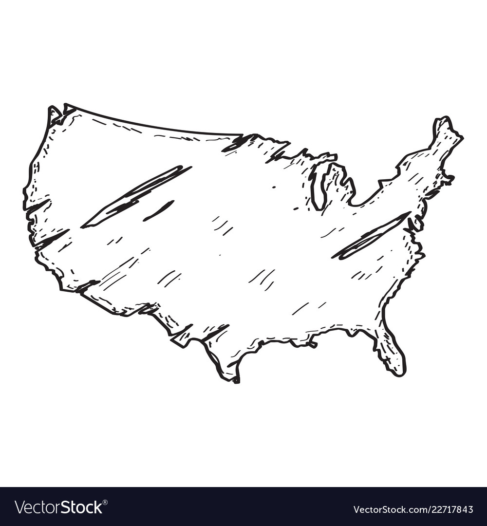 Sketch of a map of the united states Royalty Free Vector