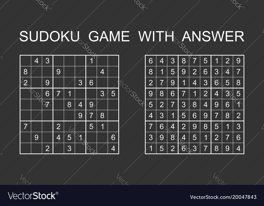 Sudoku game with answer puzzle numbers