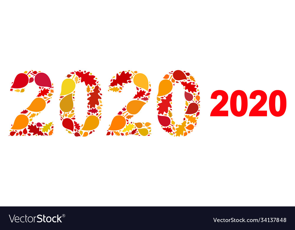 2020 year digits autumn composition icon with fall Vector Image 2020 year digits autumn composition icon with fall