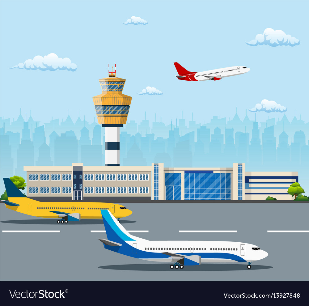 Airport Scene with Airplanes